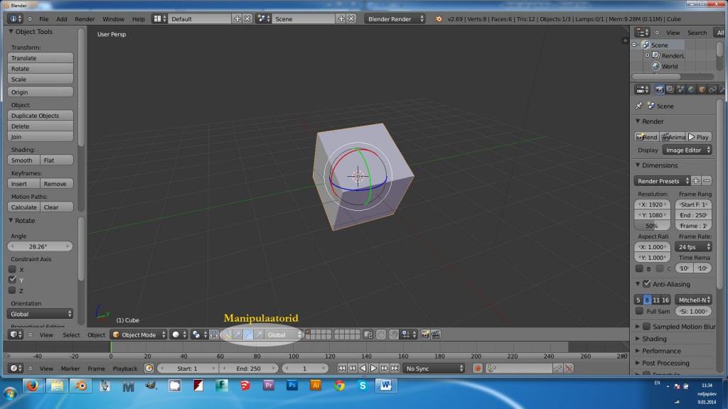 Blender 2.69 manipulaatorid